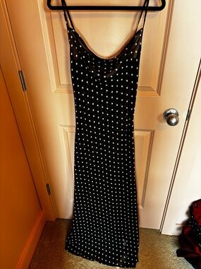 NWT Commence Chiffon Sheer Polka Dot Print Backless Long Dress XS